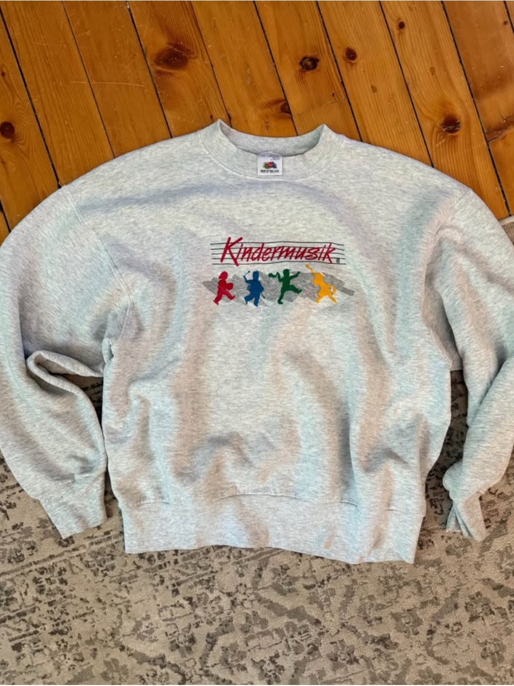 80s Heather Gray Kindermusik Crewneck Sweater - Large